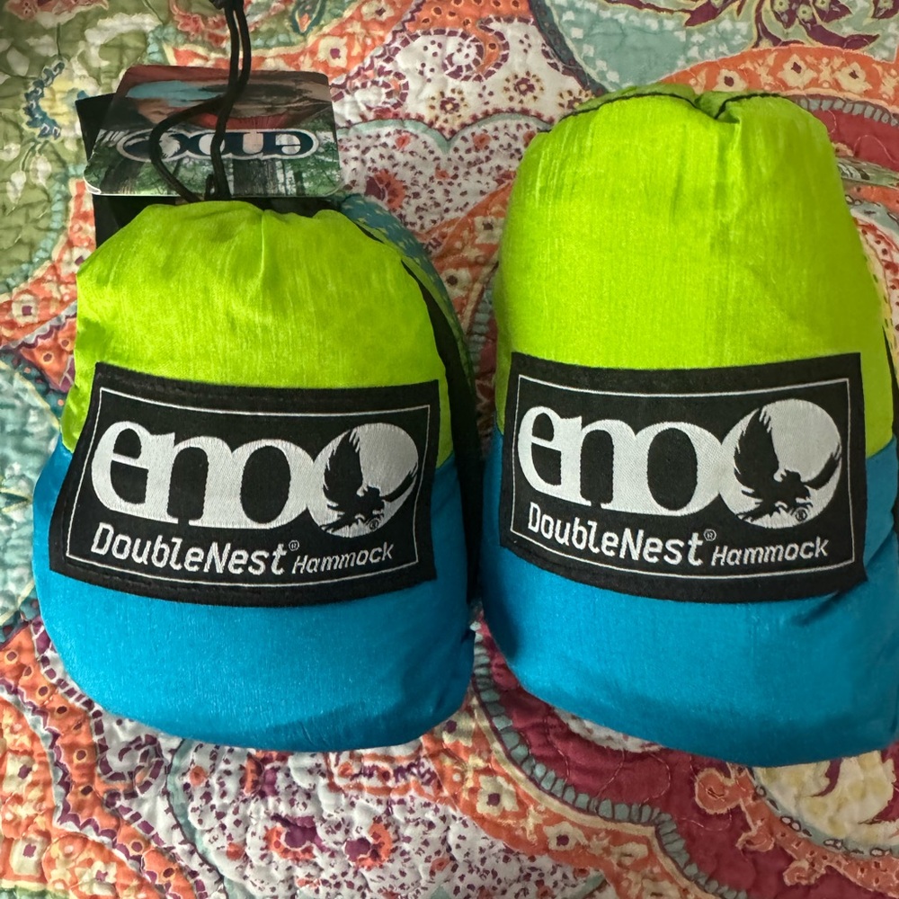 DoubleNest Hammock - Lime Green and Blue